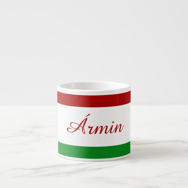 Personalized Hungarian Flag Espresso Cup (Front)