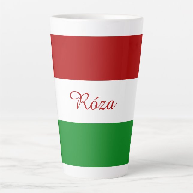 Personalized Hungarian Flag Latte Mug (Front)