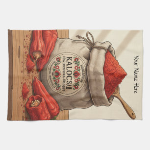 Personalized Hungarian Kalocsai Paprika Apron Kitchen Towel