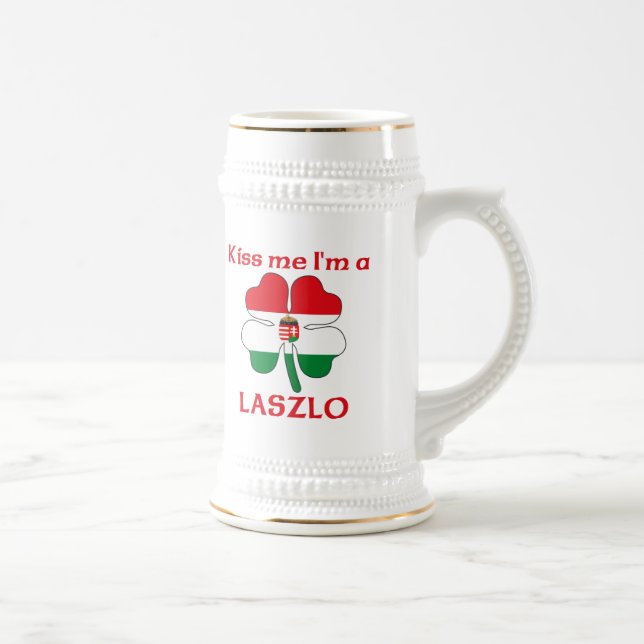Personalized Hungarian Kiss Me I'm Laszlo Beer Stein (Right)