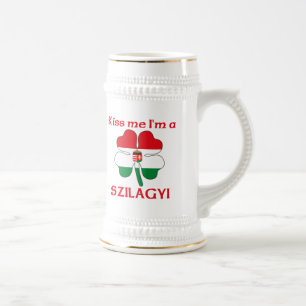 Personalized Hungarian Kiss Me I'm Szilagyi Beer Stein
