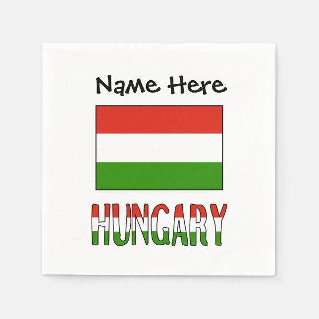 Personalized Hungary Flag Napkin (Front)