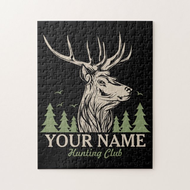 Personalized Hunter Deer Elk Antler Hunting Club  Jigsaw Puzzle (Vertical)