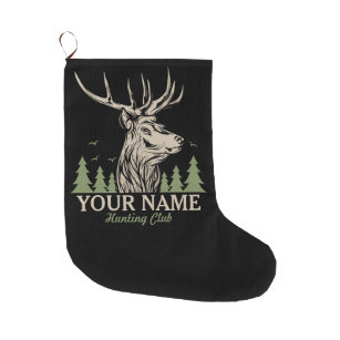 Personalized Hunter Deer Elk Antler Hunting Club  Large Christmas Stocking