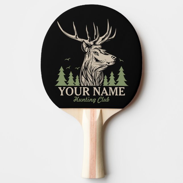 Personalized Hunter Deer Elk Antler Hunting Club  Ping Pong Paddle (Front)