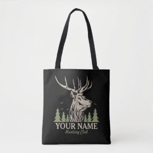 Personalized Hunter Deer Elk Antler Hunting Club Tote Bag