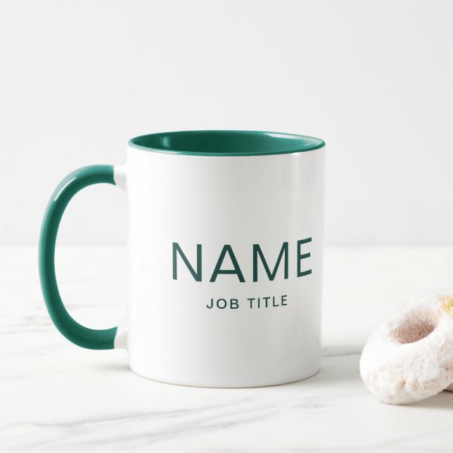 Personalized Hunter Green Combo Mug with Your Name (With Donut)