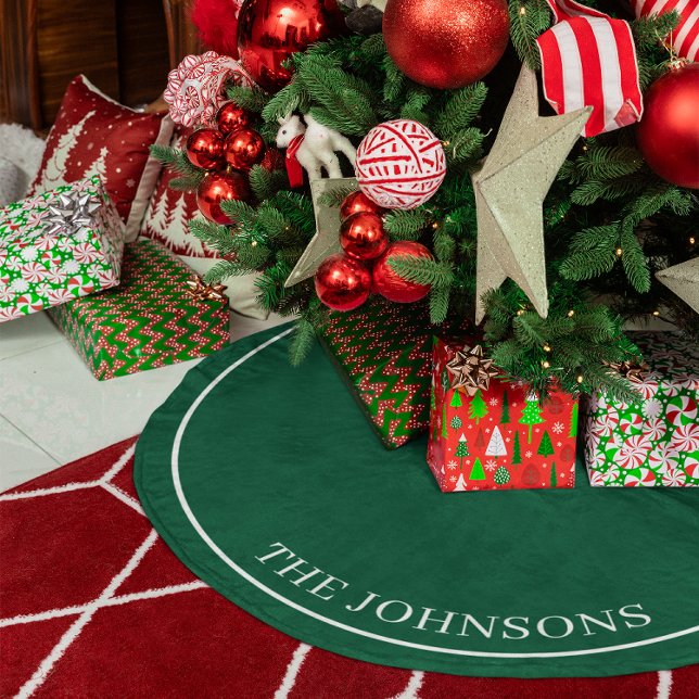 Personalized Hunter Green Fleece Tree Skirt (Personalized Hunter Green Fleece Tree Skirt)