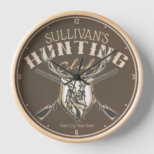 Personalized Hunter NAME Deer Rifle Hunting Club Clock