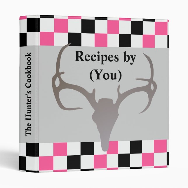 Personalized Hunter's Chequerboard Recipe Cookbook Binder (Front/Spine)