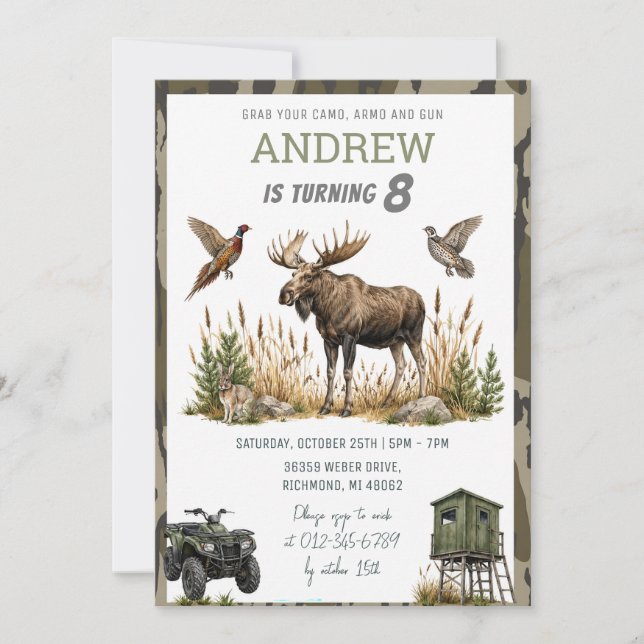 Personalized Hunting Birthday for kid  Invitation (Front)