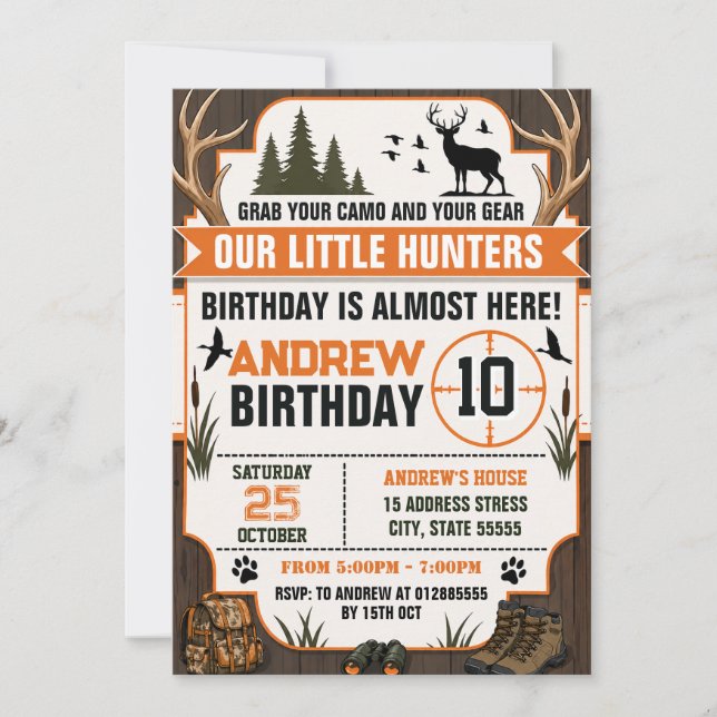 Personalized Hunting Birthday party Invitation (Front)