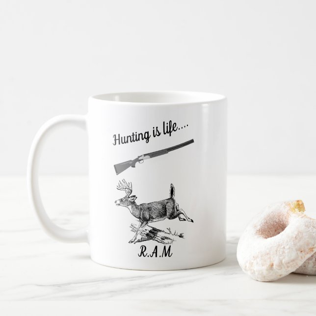 Personalized Hunting Is Life 2 Coffee Mug (With Donut)