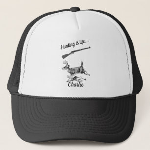 Personalized Hunting Is Life Buck and Rifle Trucker Hat