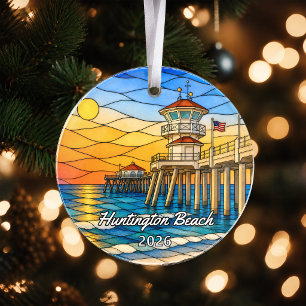 Personalized Huntington Beach Acrylic Ornament, Cu Ornament