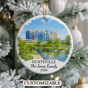 Personalized Huntsville Ornament, Custom Alabama Ceramic Ornament