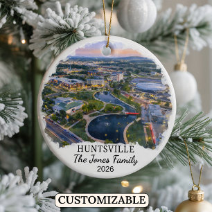 Personalized Huntsville Ornament, Custom Alabama Ceramic Ornament