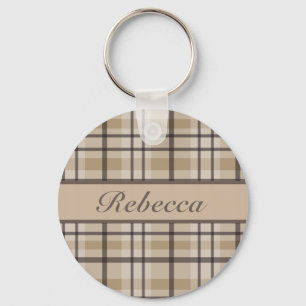Personalized hurricane and sandrift plaid pattern keychain