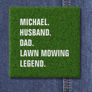 Personalized Husband Dad Lawn Mowing Legend 2 Inch Square Button