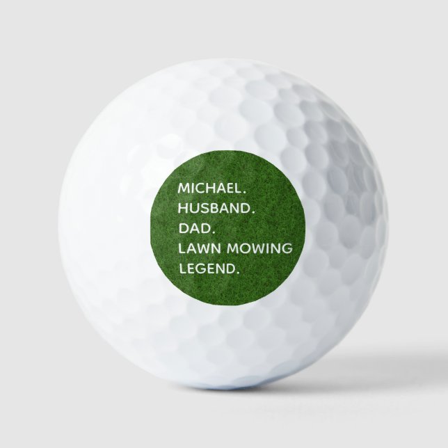 Personalized Husband Dad Lawn Mowing Legend Golf Balls (Front)