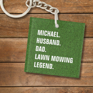 Personalized Husband Dad Lawn Mowing Legend Keychain