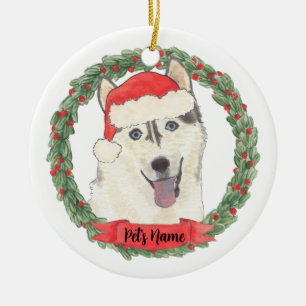 Personalized Husky Christmas Ceramic Ornament