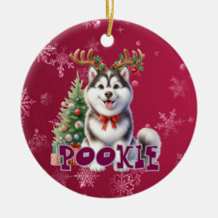 Personalized Husky Christmas Dog Ornament