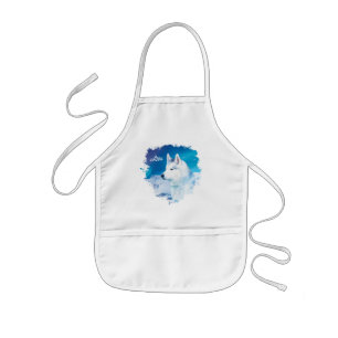 Personalized Husky dog with mountains Kids Apron