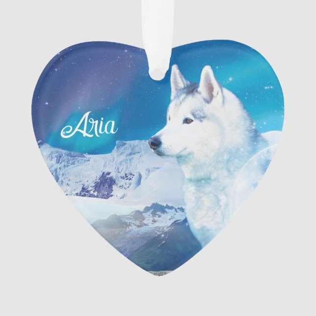 Personalized Husky dog with mountains  Ornament (Front)