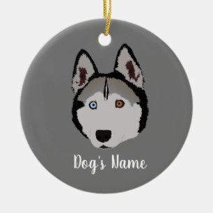 Personalized Husky with different eye colors Ceramic Ornament