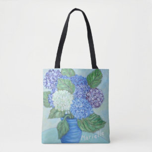 Personalized Hydrangea In Vase Tote Bag