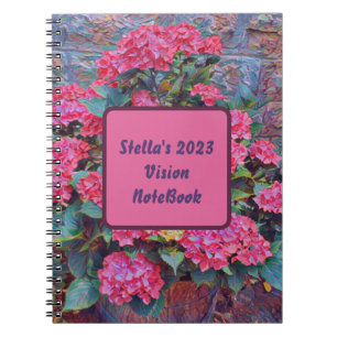 Personalized hydrangea paint Vision notebook 2023