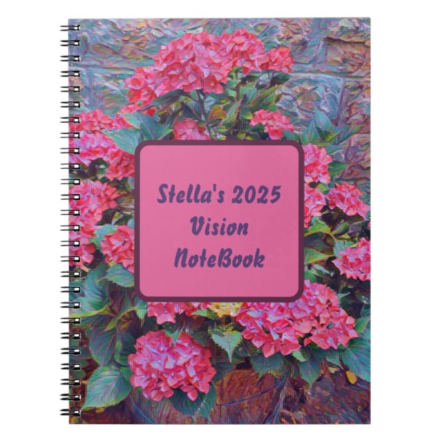 Personalized hydrangea paint Vision notebook 2025 (Front)