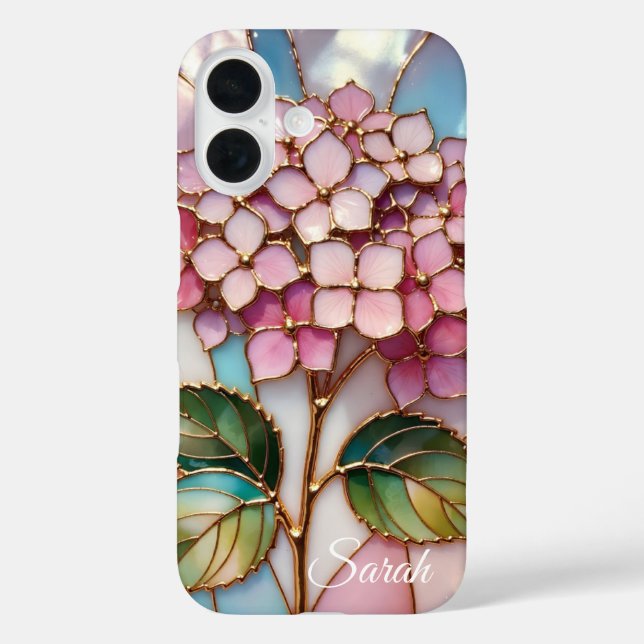 Personalized Hydrangea Phone Case Pink Floral (Back)