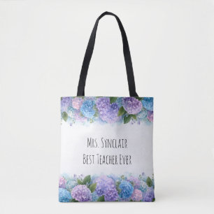 Personalized Hydrangea Teacher Thank You Tote Bag