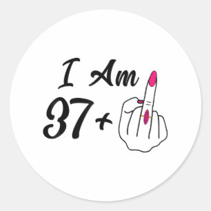 Personalized I Am 37 Plus 1 Middle Finger Humour 3 Classic Round Sticker