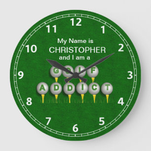 Personalized I am a Golf Addict Large Clock