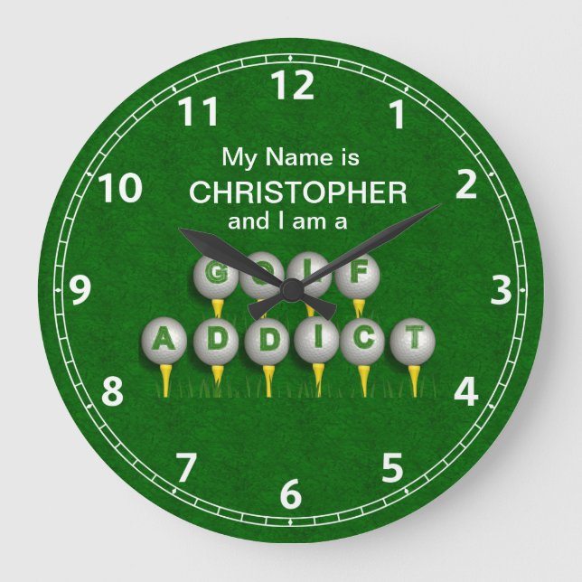 Personalized I am a Golf Addict Large Clock (Front)
