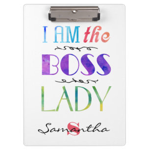 Personalized I am the Boss Lady Typography Clipboard