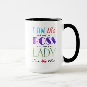 Personalized I am the Boss Lady Typography Mug