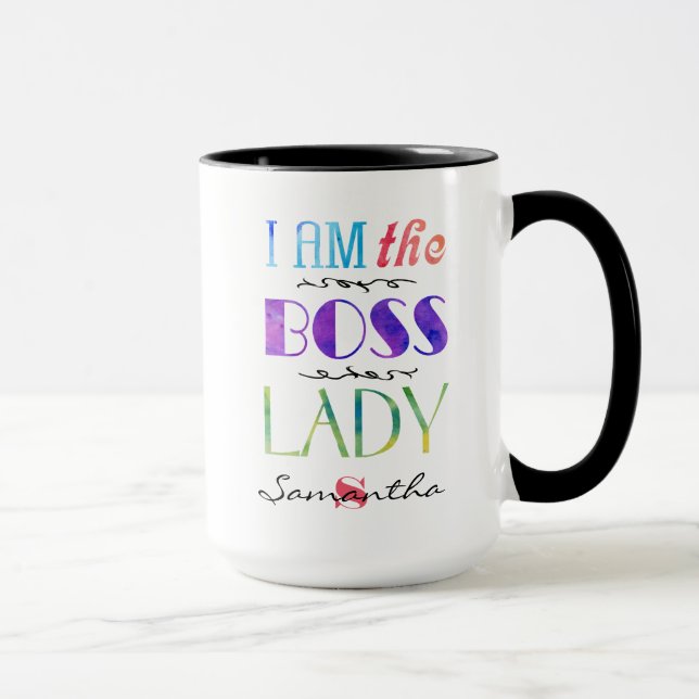 Personalized I am the Boss Lady Typography Mug (Right)