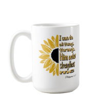 Personalized I Can Do All Things Sunflower Mug
