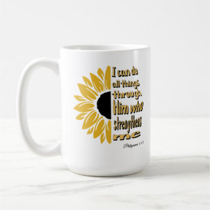 Personalized I Can Do All Things Sunflower Mug