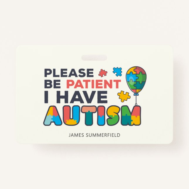 Personalized I Have Autism Badge (Front)