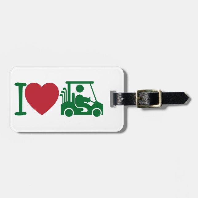 Personalized I Heart Golfing Golf Bag Tag (Front Horizontal)