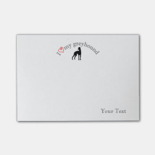 Personalized "I heart my greyhound" Post-it Notes