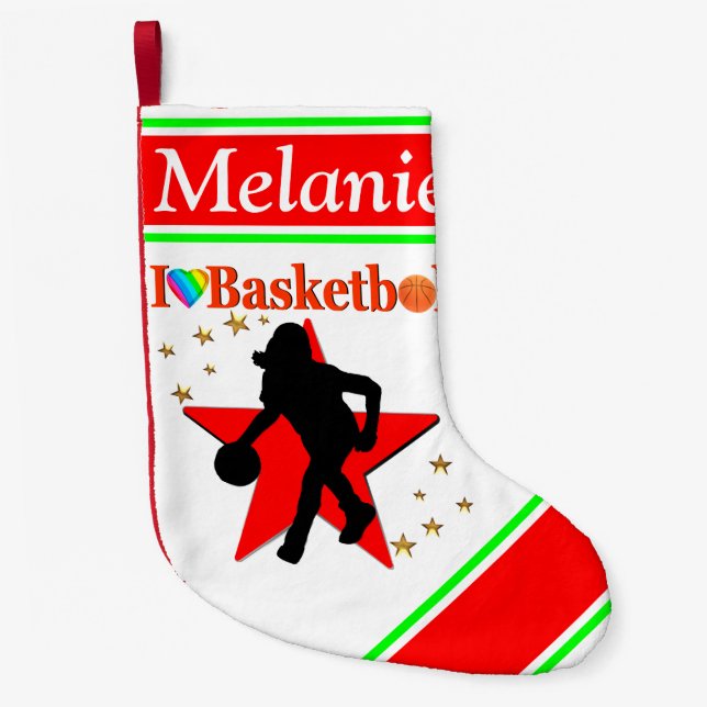 PERSONALIZED I LOVE BASKETBALL CHRISTMAS STOCKING (Front)