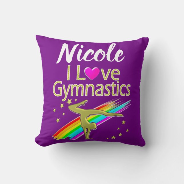 PERSONALIZED I LOVE GYMNASTICS DESIGN THROW PILLOW (Front)