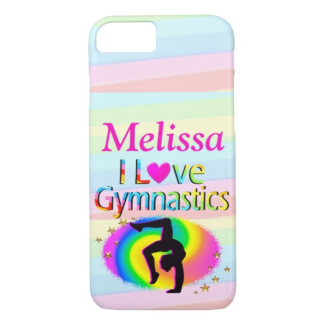 PERSONALIZED I LOVE GYMNASTICS PHONE CASE (Back)