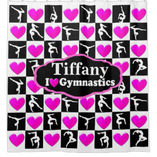 PERSONALIZED I LOVE GYMNASTICS SHOWER CURTAIN
